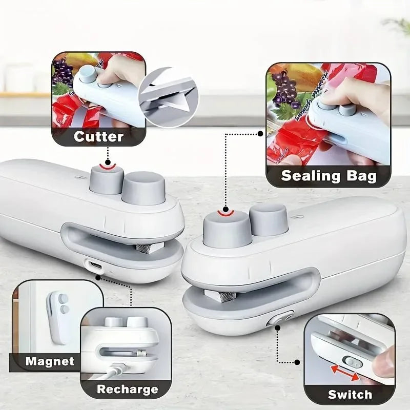 Mini Portable Heat Sealer Rechargeable Food Bag Sealer